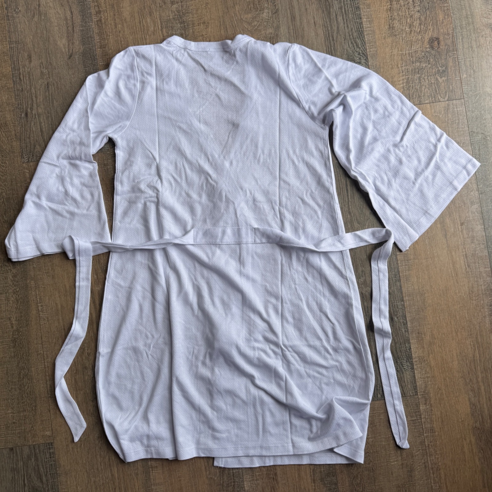 New Lake Pajamas Pointelle Robe White 100% Pima Cotton Wrap Loungewear Xs — image 2 of 5